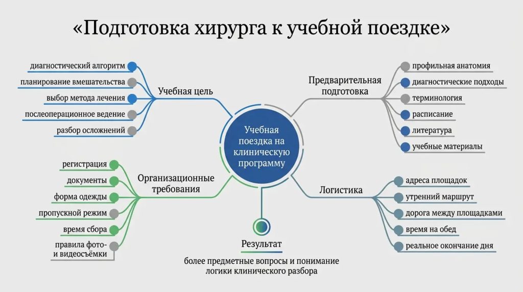 Подготовка хирурга к учебной поездке